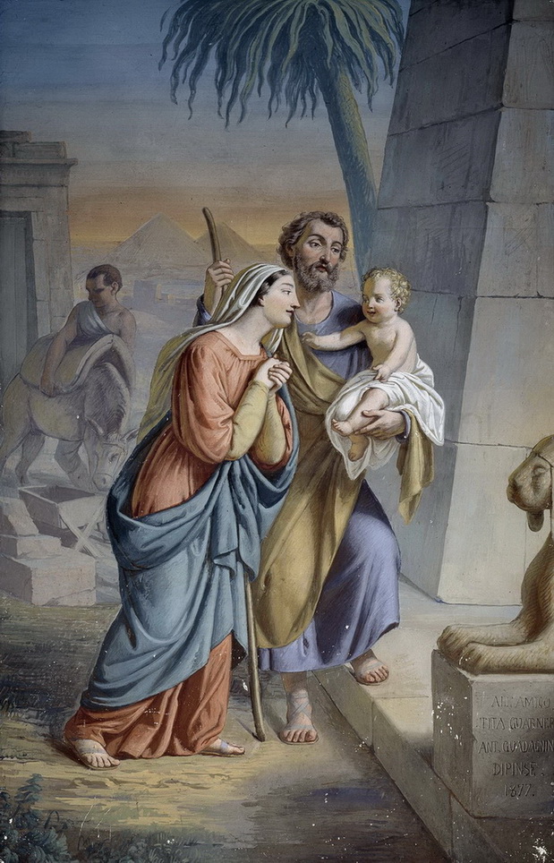 Fuga in Egitto - 1877 - affresco cm. 225x150 - ex-chiesa della Madonna della Vallosa - Passirano (BS)